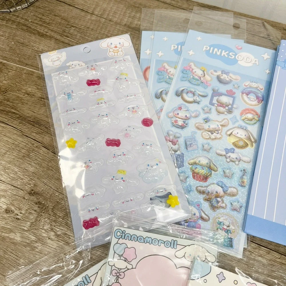 Sanrio Cinnamoroll Stationery Set Notebook Pens Stickers Memo Pads Hair Ties Lot